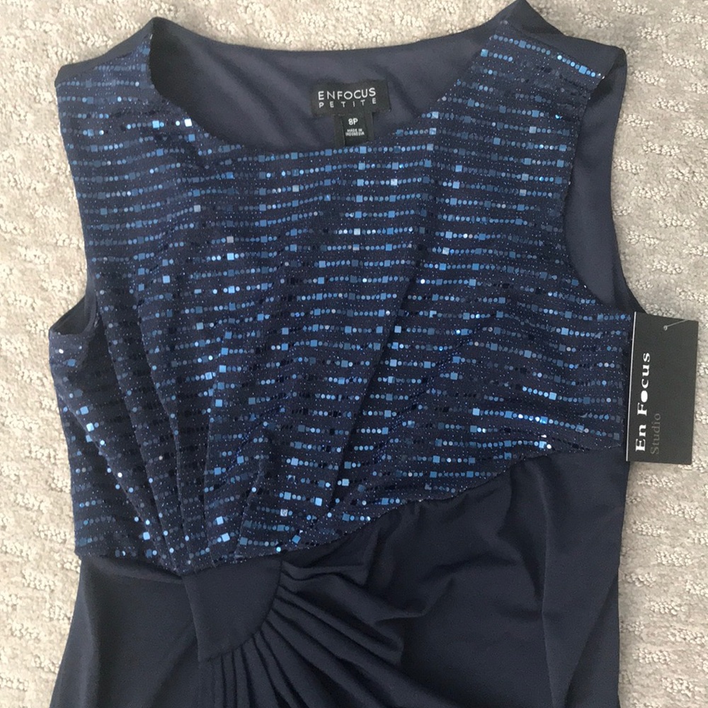 En Focus sequenced top petite dress.